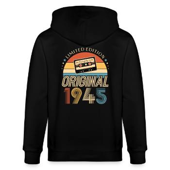 80th Birthday Original 1945 80 Years Old Gift - Stanley/Stella CULTIVATOR  Unisex Organic Hooded Jacket - black - Back - Anna (173cm)