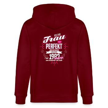 Perfekte Frau - Geboren 1982 - Stanley/Stella Unisex Bio-Kapuzenjacke CULTIVATOR  - Burgunderrot - Hinten - Anna (173cm)