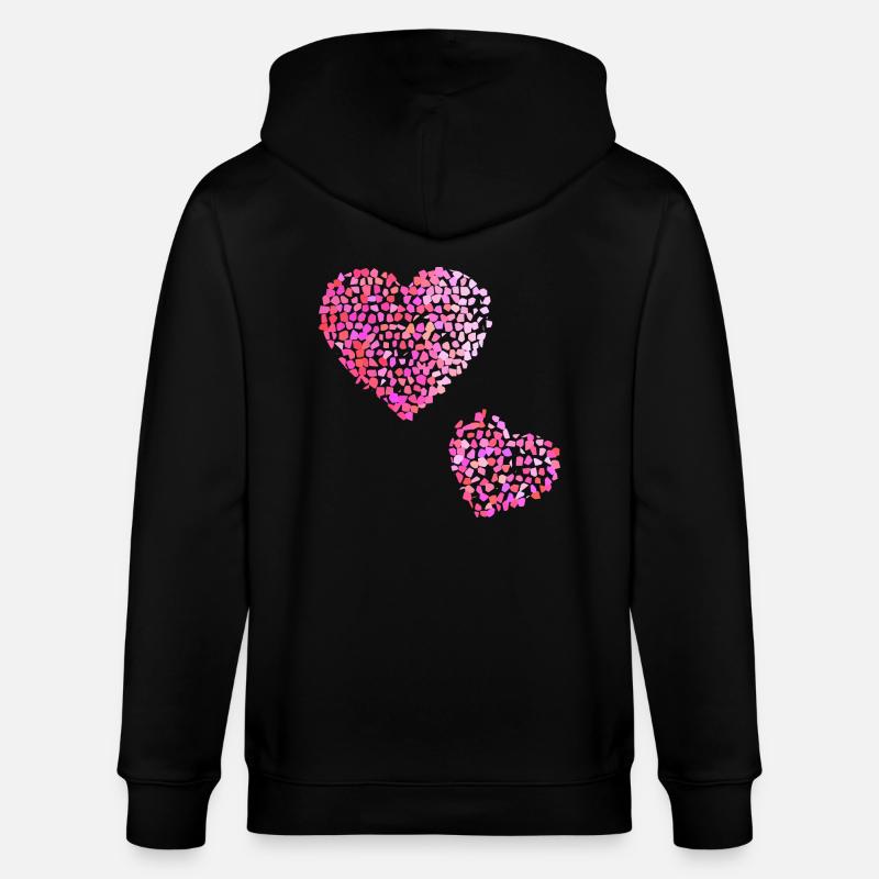 Deux coeurs roses - Veste à capuche bio CULTIVATOR Stanley/Stella Unisexe - noir