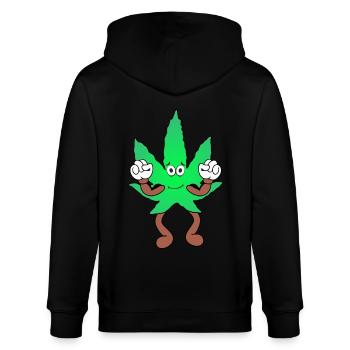 Der Bloom - Weed Cannabis Stoned Hanf Marihuana - Stanley/Stella Unisex Bio-Kapuzenjacke CULTIVATOR  - Schwarz - Hinten - Anna (173cm)