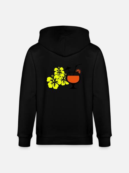 Hawaiian Hibiscus Cocktail - Stanley/Stella CULTIVATOR Unisex Organic Hooded Jacket - black