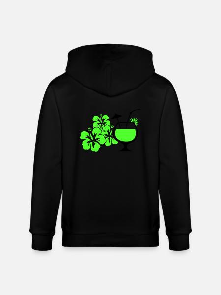 Hawaiian Hibiscus Cocktail - Stanley/Stella CULTIVATOR Unisex Organic Hooded Jacket - black