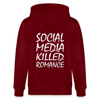 social media killed romance - Stanley/Stella CULTIVATOR  Unisex Organic Hooded Jacket - burgundy - Back - Anna (173cm)