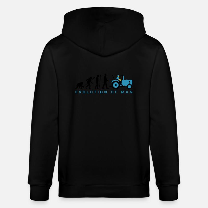evolution_des_mannes_bauer_mit_trecker_c - Stanley/Stella Unisex Bio-Kapuzenjacke CULTIVATOR  - Schwarz