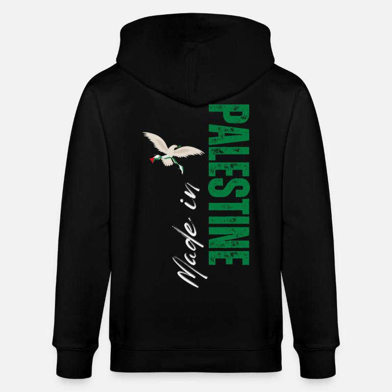 Made in Palestine, design vertical - Veste à capuche bio CULTIVATOR Stanley/Stella Unisexe - noir