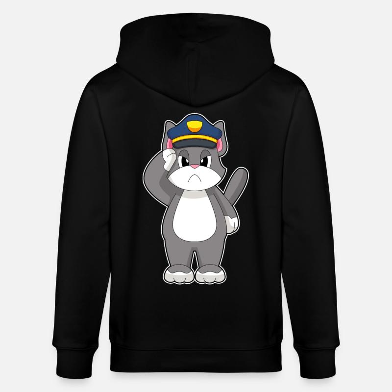 Chat, Policier, Police - Veste à capuche bio CULTIVATOR Stanley/Stella Unisexe - noir