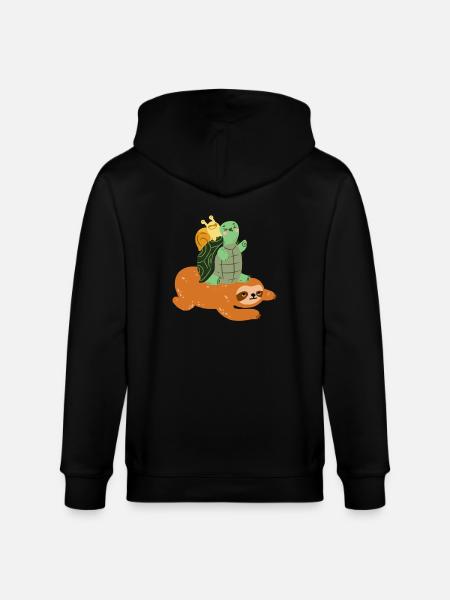 Funny turtle sloth snail - gift - Stanley/Stella CULTIVATOR  Unisex Organic Hooded Jacket - black