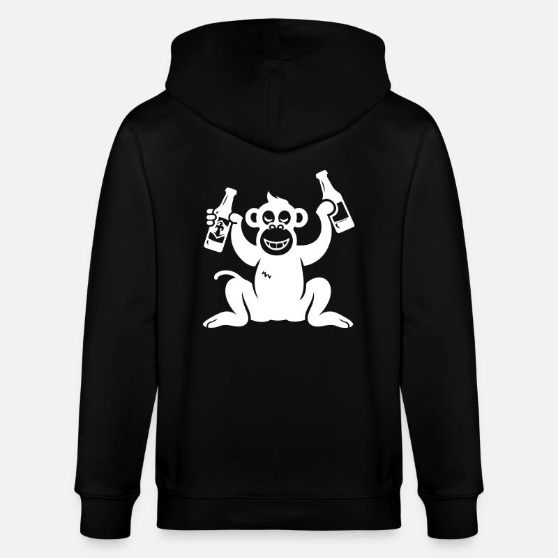 Monkey Beer Drinking - Stanley/Stella CULTIVATOR  Unisex Organic Hooded Jacket - black