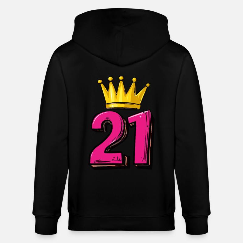 21 Nombre Couronne - Veste à capuche bio CULTIVATOR Stanley/Stella Unisexe - noir