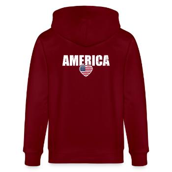 America American Flag United States - Stanley/Stella CULTIVATOR  Unisex Organic Hooded Jacket - burgundy - Back - Anna (173cm)