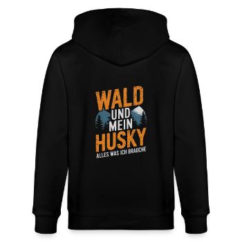 Wald und mein Husky - Stanley/Stella Unisex Bio-Kapuzenjacke CULTIVATOR  - Schwarz - Hinten - Anna (173cm)