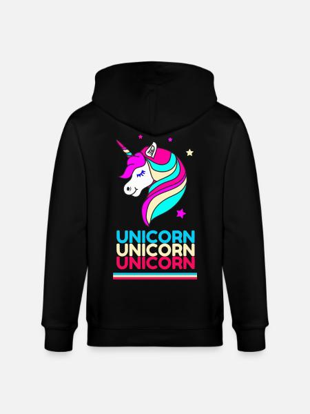 Unicorn Unicorn Unicorn - Stanley/Stella CULTIVATOR  Unisex Organic Hooded Jacket - black