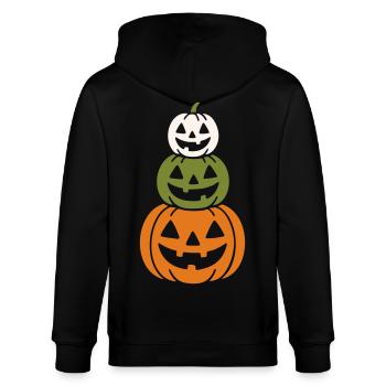 Halloween jack-o'-lantern motif - Stanley/Stella CULTIVATOR  Unisex Organic Hooded Jacket - black - Back - Anna (173cm)