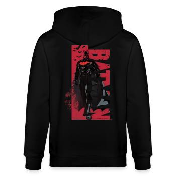 Batman In Coolem Roten Design - Stanley/Stella Unisex Bio-Kapuzenjacke CULTIVATOR  - Schwarz - Hinten - Anna (173cm)