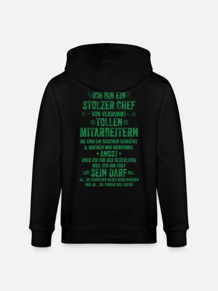 Jeg er en stolt chef for gode medarbejdere - Stanley/Stella økologisk unisex-hættejakke CULTIVATOR - sort