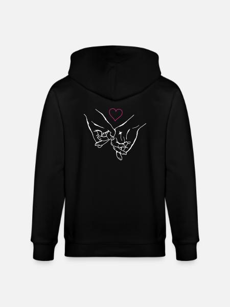 Hands Holding Love Heart - Stanley/Stella CULTIVATOR  Unisex Organic Hooded Jacket - black