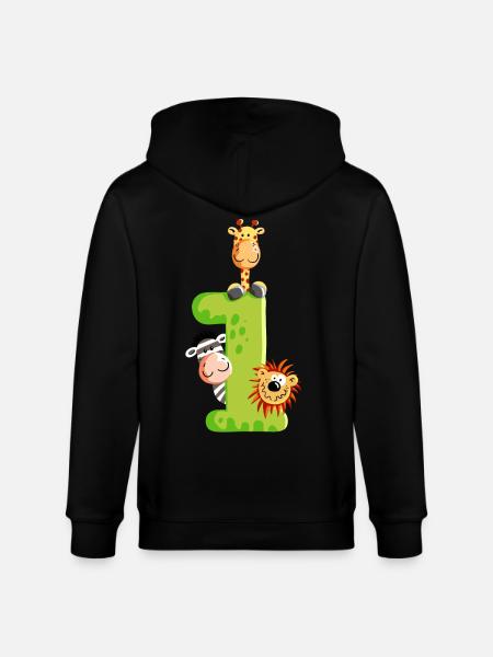 First Birthday - One - Number - Animals - Stanley/Stella CULTIVATOR  Unisex Organic Hooded Jacket - black