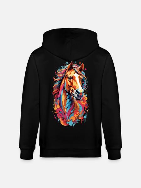 Farbensturm Pferdekopf - Stanley/Stella Unisex Bio-Kapuzenjacke CULTIVATOR  - Schwarz