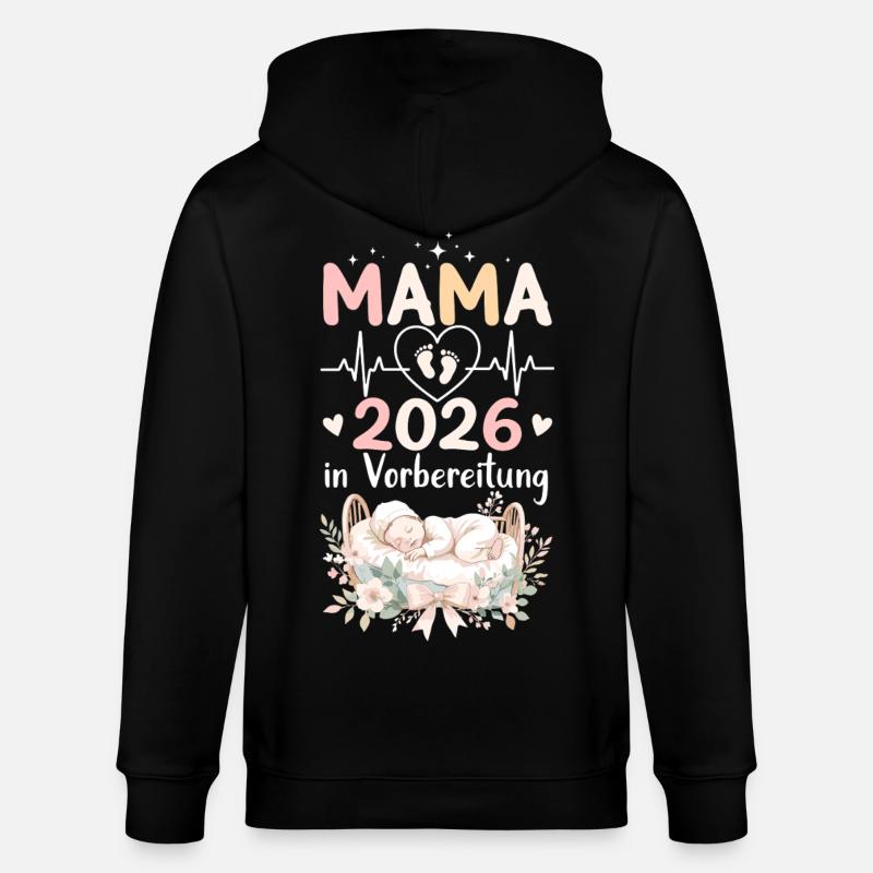 Mama 2026 Schwangerschaft - Stanley/Stella Unisex Bio-Kapuzenjacke CULTIVATOR  - Schwarz
