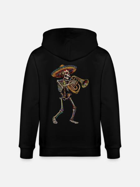 Tuba Mexican Skeleton - Stanley/Stella CULTIVATOR Unisex Organic Hooded Jacket - black