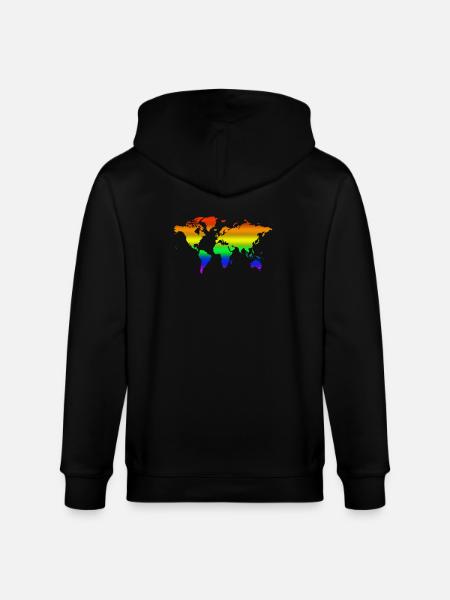 Rainbow World - Stanley/Stella CULTIVATOR  Unisex Organic Hooded Jacket - black