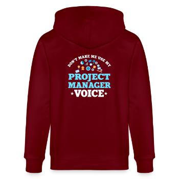 Project manager gift - Stanley/Stella CULTIVATOR  Unisex Organic Hooded Jacket - burgundy - Back - Anna (173cm)