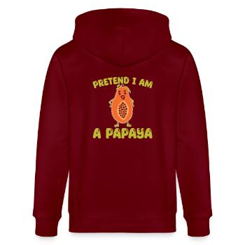 Papaya - Stanley/Stella Unisex Bio-Kapuzenjacke CULTIVATOR  - Burgunderrot - Hinten - Anna (173cm)