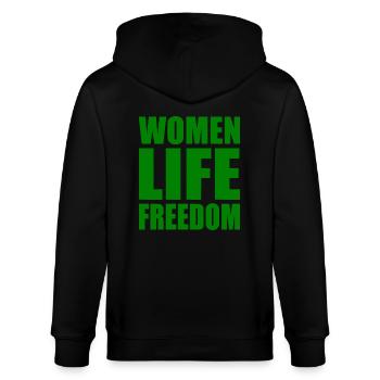 Women life freedom iran - Stanley/Stella Unisex Bio-Kapuzenjacke CULTIVATOR  - Schwarz - Hinten - Anna (173cm)