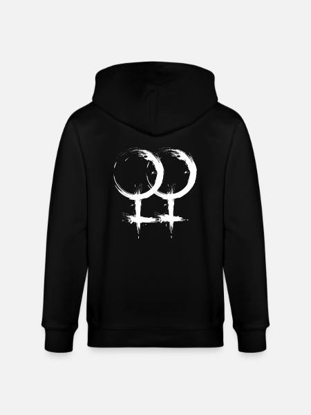 Dubbel Venussymbool Lesbische homoseksualiteit - Stanley/Stella Uniseks bio-ziphoodie CULTIVATOR  - zwart