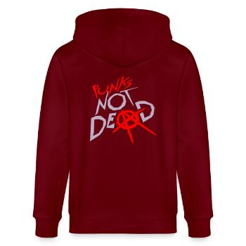 punks not dead Zitat - Stanley/Stella Unisex Bio-Kapuzenjacke CULTIVATOR  - Burgunderrot - Hinten - Anna (173cm)