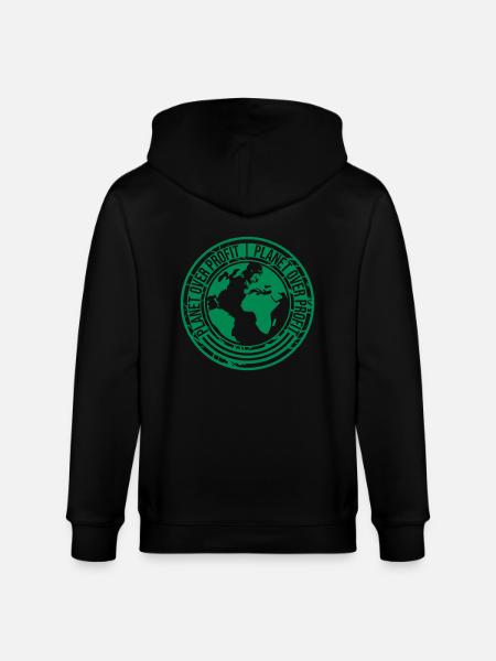 planet over profit quote - Stanley/Stella CULTIVATOR Unisex Organic Hooded Jacket - black