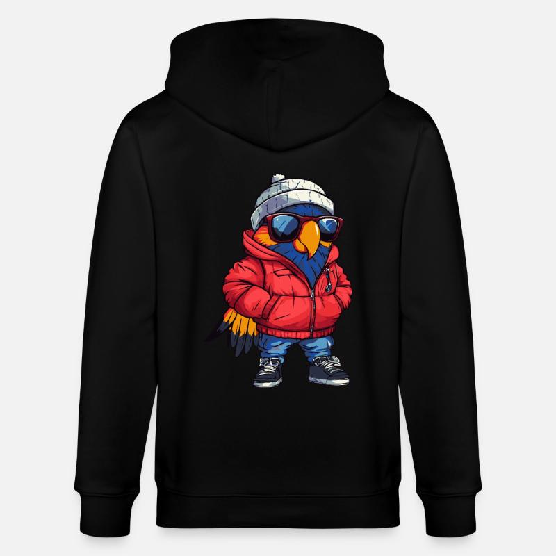 Papagai Cool Comic - Stanley/Stella Unisex Bio-Kapuzenjacke CULTIVATOR  - Schwarz