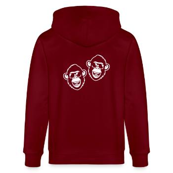 Affen Lustig Cool - Stanley/Stella Unisex Bio-Kapuzenjacke CULTIVATOR  - Burgunderrot - Hinten - Anna (173cm)