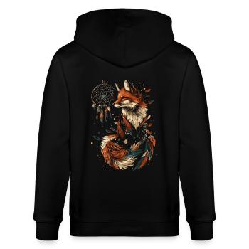 Fuchs Traumfänger - Stanley/Stella Unisex Bio-Kapuzenjacke CULTIVATOR  - Schwarz - Hinten - Anna (173cm)