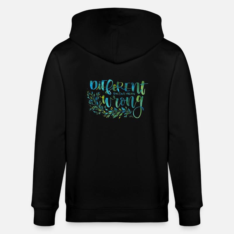 Different, not wrong - Stanley/Stella CULTIVATOR  Unisex Organic Hooded Jacket - black