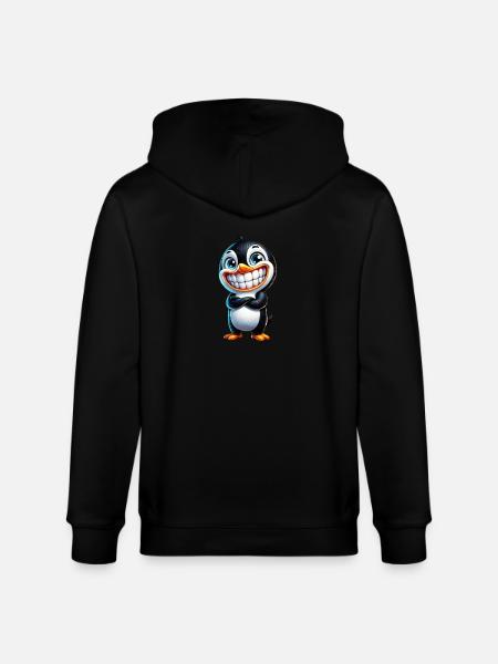 Cute grinning penguin cartoon - Stanley/Stella CULTIVATOR  Unisex Organic Hooded Jacket - black