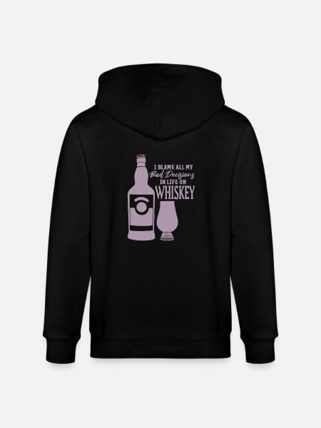 Bad Decisions Whiskey Sayings - Stanley/Stella CULTIVATOR  Unisex Organic Hooded Jacket - black