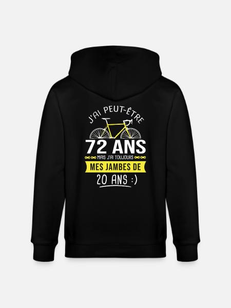 cycliste humour anniversaire 72 ans vélo sport - Veste à capuche bio CULTIVATOR Stanley/Stella Unisexe - noir