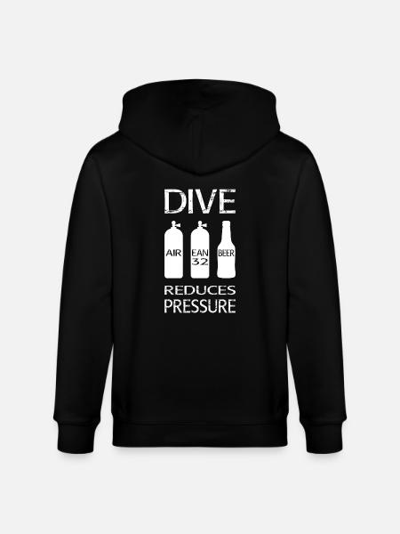 Diving reduces pressure - Stanley/Stella CULTIVATOR Unisex Organic Hooded Jacket - black