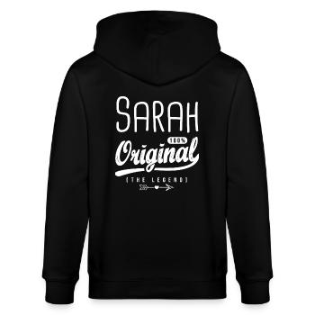 Sarah ORIGINAL personalized shirt first name Sarah - Stanley/Stella CULTIVATOR  Unisex Organic Hooded Jacket - black - Back - Anna (173cm)