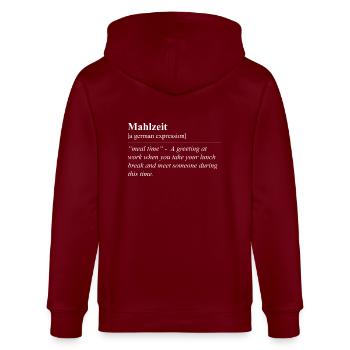 Repas Idiome allemand drôle - Veste à capuche bio CULTIVATOR Stanley/Stella Unisexe - bordeaux - Dos - Anna (173cm)