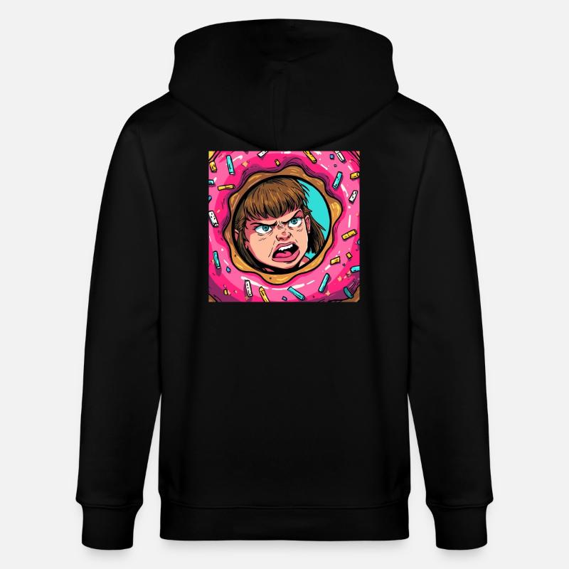 Wütendes Kind im Donut - Stanley/Stella Unisex Bio-Kapuzenjacke CULTIVATOR  - Schwarz