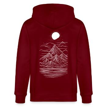 Linear Mountains - Stanley/Stella CULTIVATOR  Unisex Organic Hooded Jacket - burgundy - Back - Anna (173cm)