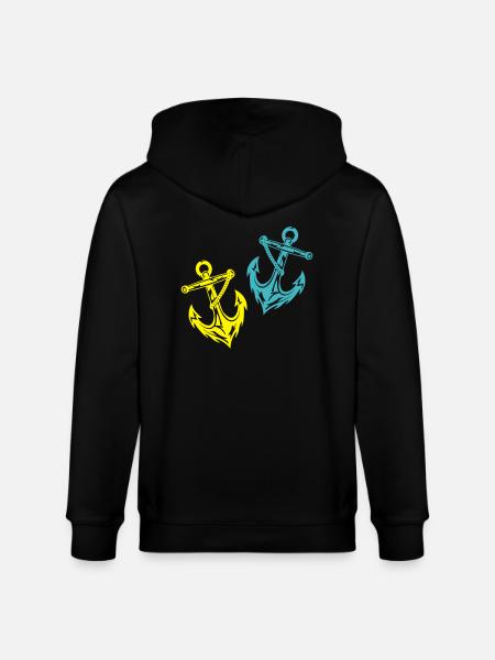 Anchor Icon Icon - Stanley/Stella CULTIVATOR  Unisex Organic Hooded Jacket - black