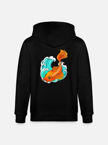 Koi Carp - Wave - Fish - Stanley/Stella CULTIVATOR Unisex Organic Hooded Jacket - black