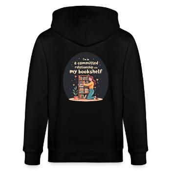 I'm in a committed relationship with my bookshelf - Stanley/Stella CULTIVATOR  Unisex Organic Hooded Jacket - black - Back - Anna (173cm)