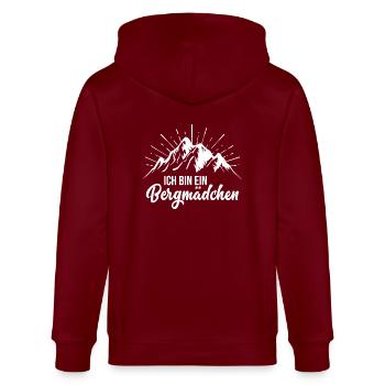 Bergmädchen Wandern Berge Bergsteigen Outdoor - Stanley/Stella Unisex Bio-Kapuzenjacke CULTIVATOR  - Burgunderrot - Hinten - Anna (173cm)