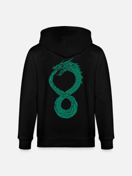 Green Infinite Dragon - Stanley/Stella CULTIVATOR Unisex Organic Hooded Jacket - black