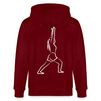 Yogini Sketch - Stanley/Stella CULTIVATOR  Unisex Organic Hooded Jacket - burgundy - Back - Anna (173cm)