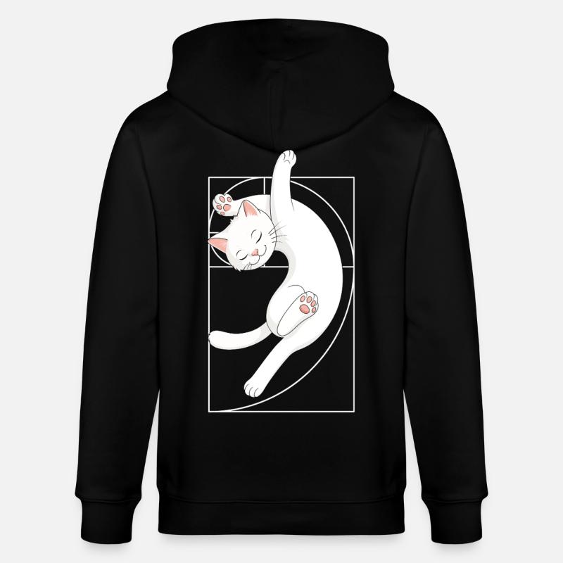 Fibonacci-Spirale Katze - Stanley/Stella Unisex Bio-Kapuzenjacke CULTIVATOR  - Schwarz